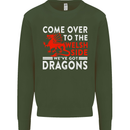Come to the Welsh Side Dragons Wales Rugby Kids Sweatshirt Jumper Forest Green