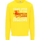 Come to the Welsh Side Dragons Wales Rugby Kids Sweatshirt Jumper Yellow