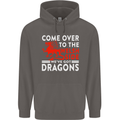 Come to the Welsh Side Dragons Wales Rugby Mens 80% Cotton Hoodie Charcoal