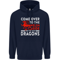 Come to the Welsh Side Dragons Wales Rugby Mens 80% Cotton Hoodie Navy Blue