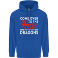 Come to the Welsh Side Dragons Wales Rugby Mens 80% Cotton Hoodie Royal Blue