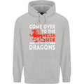 Come to the Welsh Side Dragons Wales Rugby Mens 80% Cotton Hoodie Sports Grey