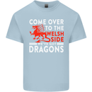 Come to the Welsh Side Dragons Wales Rugby Mens Cotton T-Shirt Tee Top Light Blue