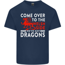 Come to the Welsh Side Dragons Wales Rugby Mens Cotton T-Shirt Tee Top Navy Blue