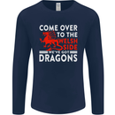Come to the Welsh Side Dragons Wales Rugby Mens Long Sleeve T-Shirt Navy Blue