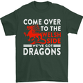 Come to the Welsh Side Dragons Wales Rugby Mens T-Shirt 100% Cotton Forest Green