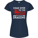 Come to the Welsh Side Dragons Wales Rugby Womens Petite Cut T-Shirt Navy Blue