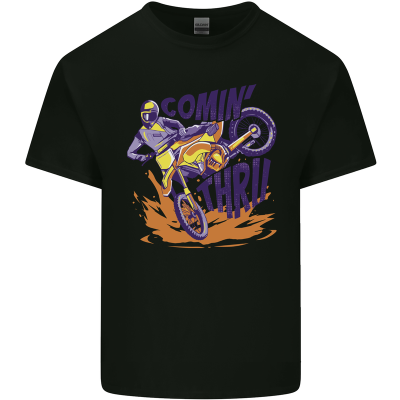 Comin Thru Motocross Dirt Bike MotoX Kids T-Shirt Childrens Black