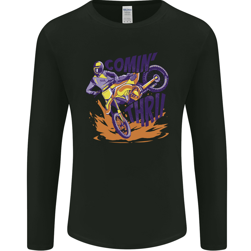 Comin Thru Motocross Dirt Bike MotoX Mens Long Sleeve T-Shirt Black