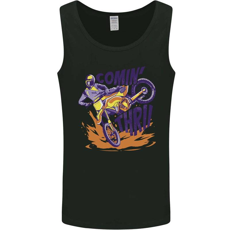 Comin Thru Motocross Dirt Bike MotoX Mens Vest Tank Top Black