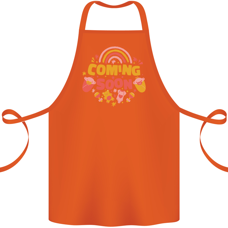 Coming Soon New Baby Pregnancy Pregnant Cotton Apron 100% Organic Orange