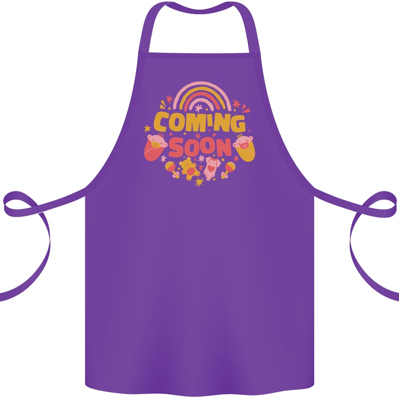 Coming Soon New Baby Pregnancy Pregnant Cotton Apron 100% Organic Purple