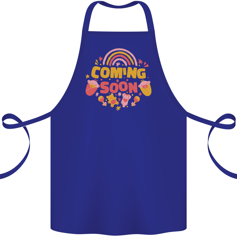 Coming Soon New Baby Pregnancy Pregnant Cotton Apron 100% Organic Royal Blue