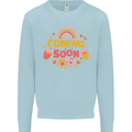 Coming Soon New Baby Pregnancy Pregnant Kids Sweatshirt Jumper Light Blue
