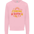 Coming Soon New Baby Pregnancy Pregnant Kids Sweatshirt Jumper Light Pink