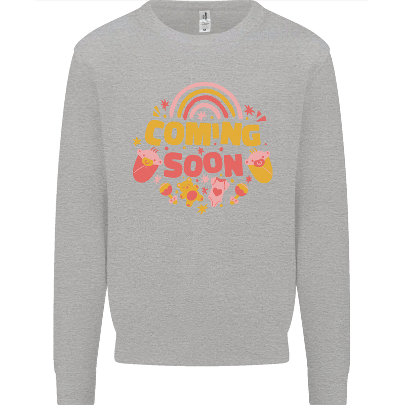 Coming Soon New Baby Pregnancy Pregnant Kids Sweatshirt Jumper Sports Grey