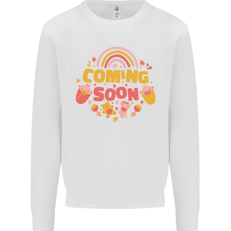 Coming Soon New Baby Pregnancy Pregnant Kids Sweatshirt Jumper White