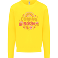 Coming Soon New Baby Pregnancy Pregnant Kids Sweatshirt Jumper Yellow
