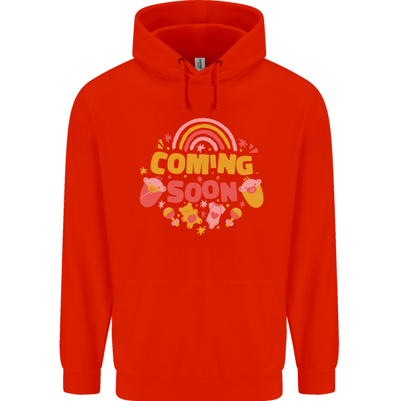 Coming Soon New Baby Pregnancy Pregnant Mens 80% Cotton Hoodie Bright Red