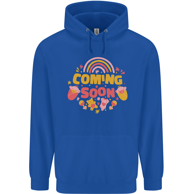 Coming Soon New Baby Pregnancy Pregnant Mens 80% Cotton Hoodie Royal Blue