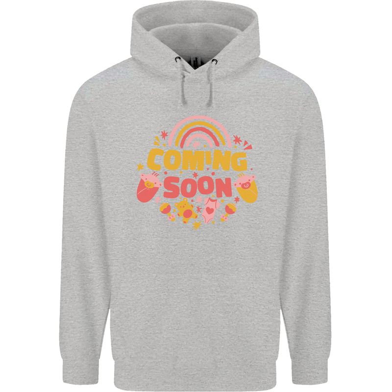Coming Soon New Baby Pregnancy Pregnant Mens 80% Cotton Hoodie Sports Grey