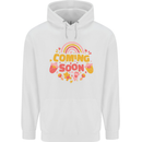 Coming Soon New Baby Pregnancy Pregnant Mens 80% Cotton Hoodie White