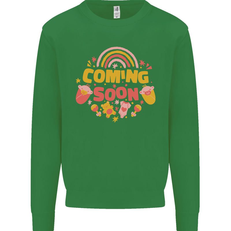 Coming Soon New Baby Pregnancy Pregnant Mens Sweatshirt Jumper Irish Green