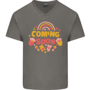 Coming Soon New Baby Pregnancy Pregnant Mens V-Neck Cotton T-Shirt Charcoal