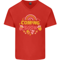 Coming Soon New Baby Pregnancy Pregnant Mens V-Neck Cotton T-Shirt Red