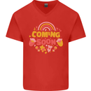 Coming Soon New Baby Pregnancy Pregnant Mens V-Neck Cotton T-Shirt Red