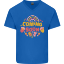 Coming Soon New Baby Pregnancy Pregnant Mens V-Neck Cotton T-Shirt Royal Blue