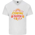 Coming Soon New Baby Pregnancy Pregnant Mens V-Neck Cotton T-Shirt White