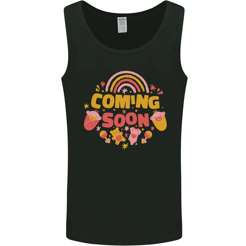 Coming Soon New Baby Pregnancy Pregnant Mens Vest Tank Top Black