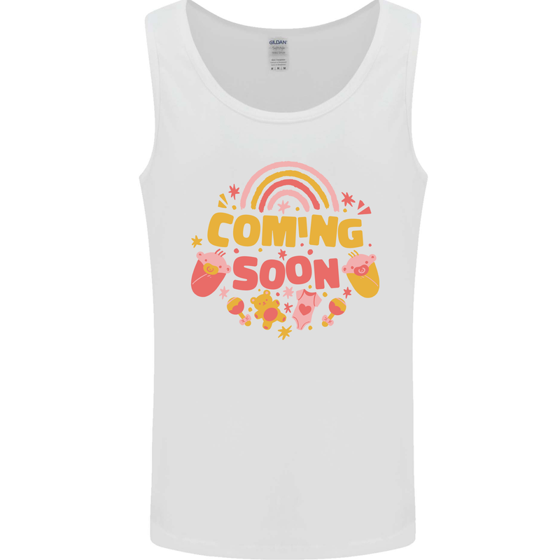 Coming Soon New Baby Pregnancy Pregnant Mens Vest Tank Top White