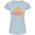 Coming Soon New Baby Pregnancy Pregnant Womens Petite Cut T-Shirt Light Blue