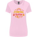 Coming Soon New Baby Pregnancy Pregnant Womens Wider Cut T-Shirt Light Pink