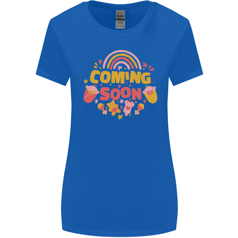 Coming Soon New Baby Pregnancy Pregnant Womens Wider Cut T-Shirt Royal Blue