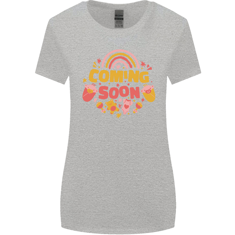 Coming Soon New Baby Pregnancy Pregnant Womens Wider Cut T-Shirt Sports Grey