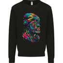 Cool African Head With Headphones Mens Sweatshirt Jumper Black