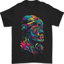 Cool African Head With Headphones Mens T-Shirt 100% Cotton Black