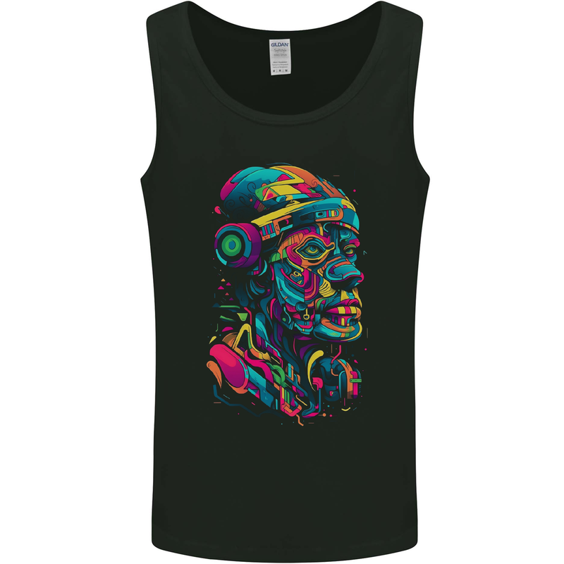 Cool African Head With Headphones Mens Vest Tank Top Black