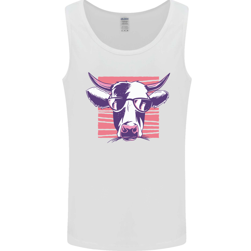 Cool Cow Bull With Glasses Mens Vest Tank Top White