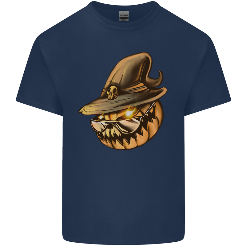 Cool Pumpkin Halloween Kids T-Shirt Childrens Navy Blue