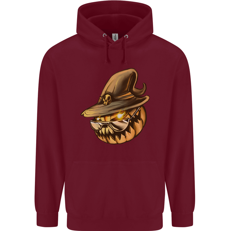 Cool Pumpkin Halloween Mens 80% Cotton Hoodie Maroon