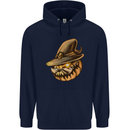Cool Pumpkin Halloween Mens 80% Cotton Hoodie Navy Blue
