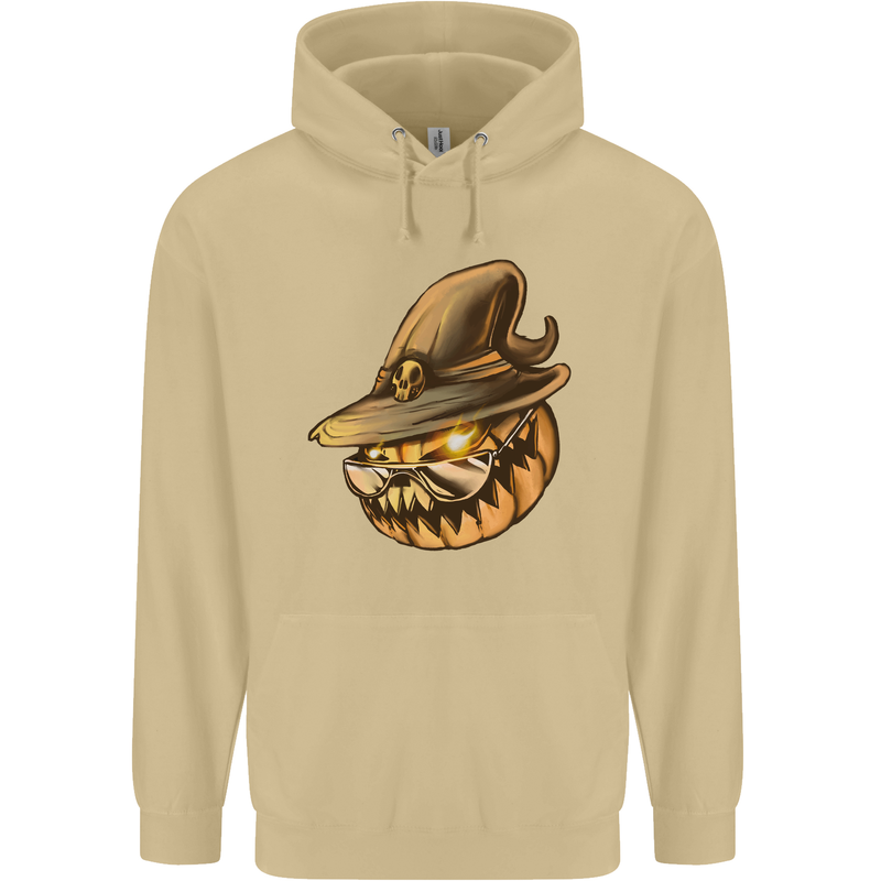 Cool Pumpkin Halloween Mens 80% Cotton Hoodie Sand