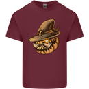 Cool Pumpkin Halloween Mens Cotton T-Shirt Tee Top Maroon