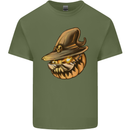 Cool Pumpkin Halloween Mens Cotton T-Shirt Tee Top Military Green