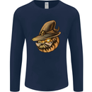Cool Pumpkin Halloween Mens Long Sleeve T-Shirt Navy Blue