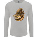 Cool Pumpkin Halloween Mens Long Sleeve T-Shirt Sports Grey